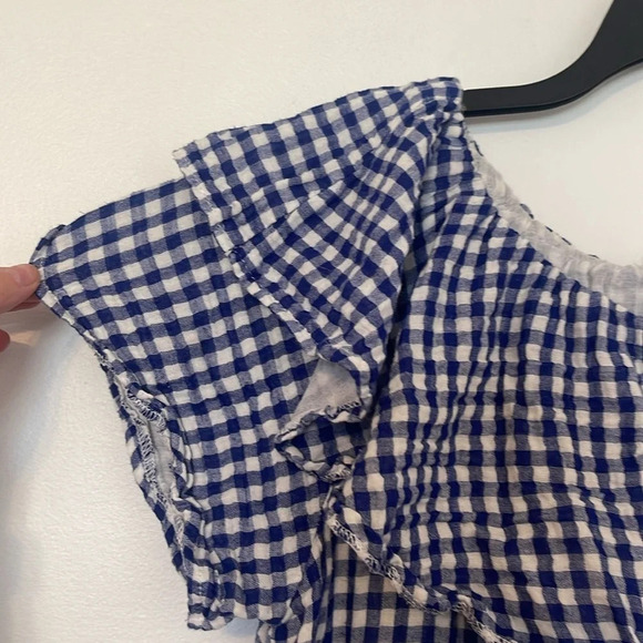 Umgee Blue and White Checkered Picnic Button Down Dress - Picture 6 of 7